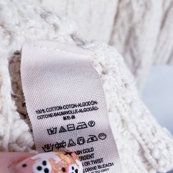Free People Sweater XS Cable Knit Turtleneck Open Back Ivory Boho Oversized soft - Picture 5 of 5